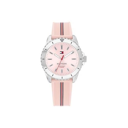 Tommy Hilfiger orologio con movimento al quarzo a tre lancette per i giovani con cinturino in silicone rosa chiaro - 1720052, pink