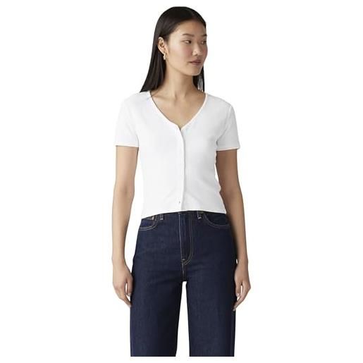 Levi's donna t-shirt muse tee con scollo a v, a costine, nero (caviar), m