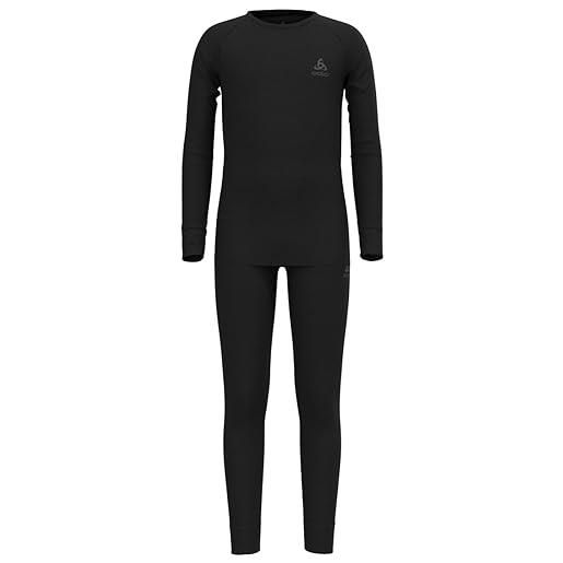 Odlo bambino set di biancheria termica merino 200, nero, 104