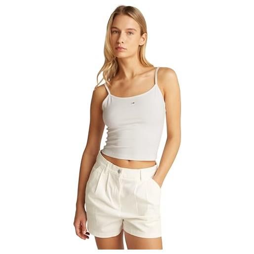 Tommy Jeans donna canotte confezione da 2 essential strap top elasticizzate, multicolore (ecru/sweet blue), xl