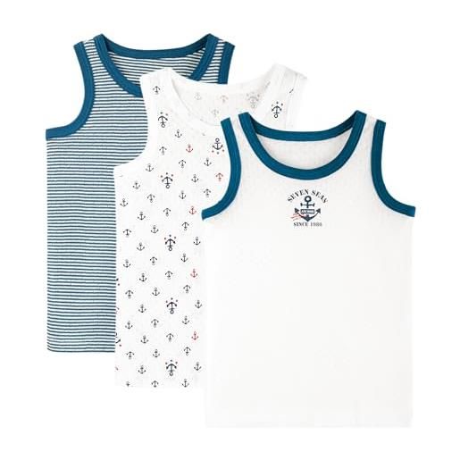 ANIMQUE 3 pezzi bambino canotte maglietta intima cotone smanicato veste ragazzi traspirante maglia base maglietta top, bianco 95
