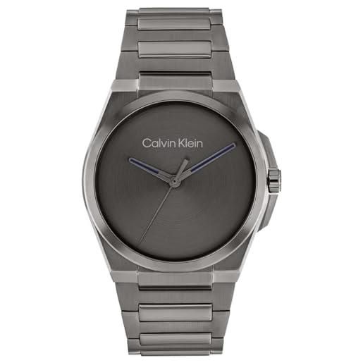 Calvin Klein orologio con movimento al quarzo a tre lancette da uomo collezione meta-minimal con cinturino in acciaio inossidabile grigio - 25200458, grey