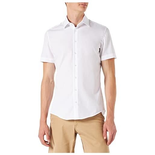 Seidensticker slim bügelfrei stretch, camicia maniche corte uomo, bianco (weiß 01), 36 eu