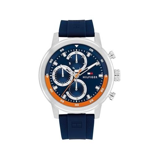Tommy Hilfiger orologio analogico multifunzione al quarzo da uomo con cinturino in silicone blu navy - 1792177, blue