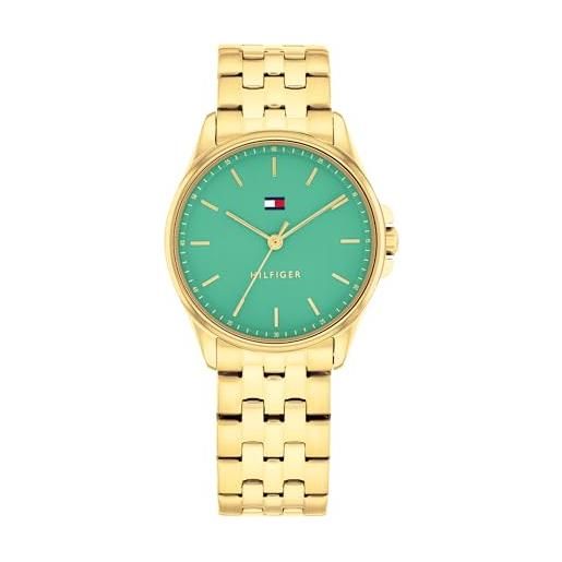 Tommy Hilfiger orologio con movimento al quarzo a tre lancetteda donna con cinturino in acciaio inossidabile di colore dorato - 1782774, green