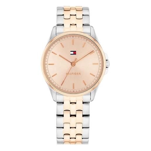 Tommy Hilfiger orologio con movimento al quarzo a tre lancetteda donna con cinturino in acciaio inossidabile bicolore - 1782772, carnation gold