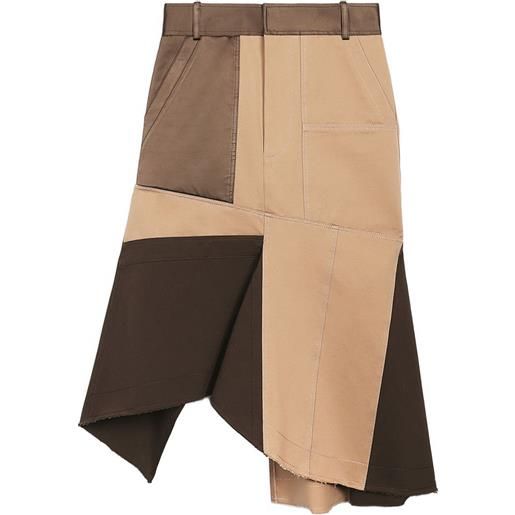 Ports 1961 gonna midi asimmetrica patchwork - marrone