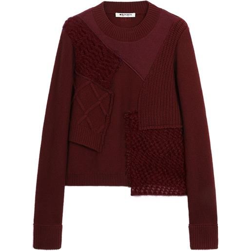 Ports 1961 maglione in lana con design patchwork - rosso