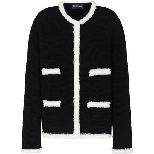 Emporio Armani giacca ottomam con frange - nero