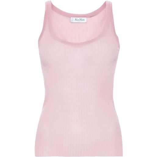 Max Mara top a coste semi trasparente - rosa
