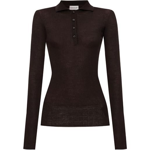Moncler polo a coste - marrone