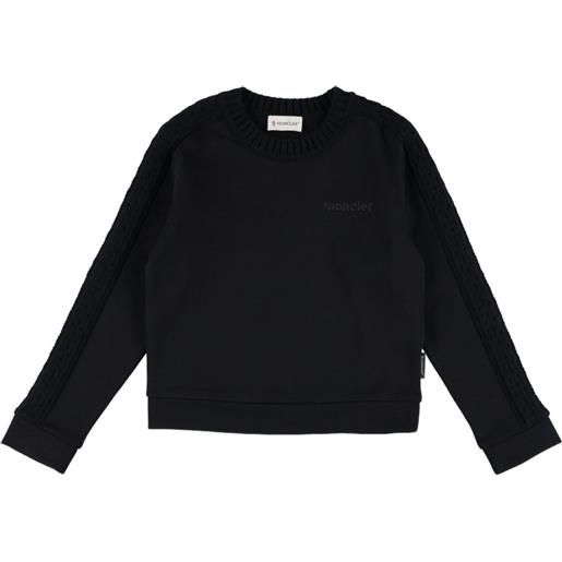 Moncler Enfant tuta sportiva con inserti in maglia a trecce - nero