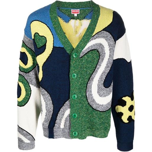 Kenzo cardigan con intarsi - blu