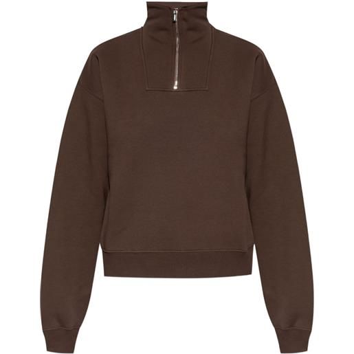 Jacquemus felpa con mezza zip - marrone