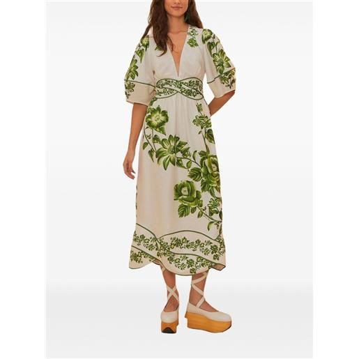 FARM Rio chemisier midi a fiori - toni neutri