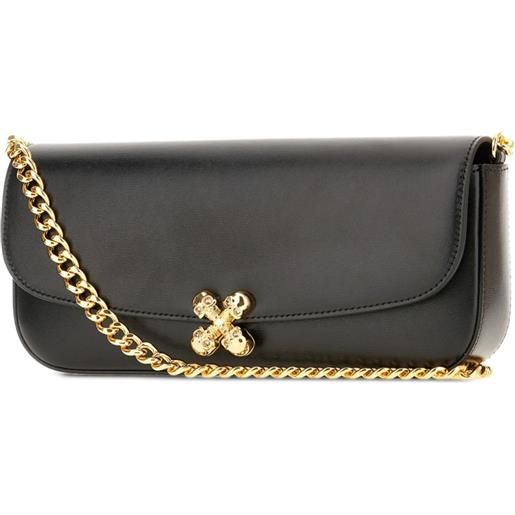 Alexander McQueen borsa a spalla skull flower - nero