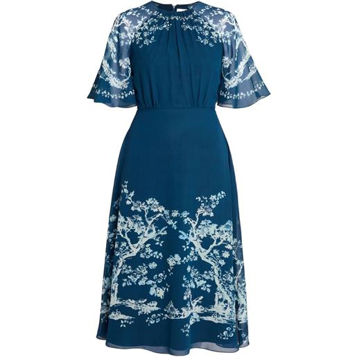 ERDEM abito midi floreale a maniche corte - blu
