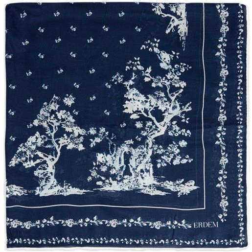 ERDEM sciarpa con stampa - blu