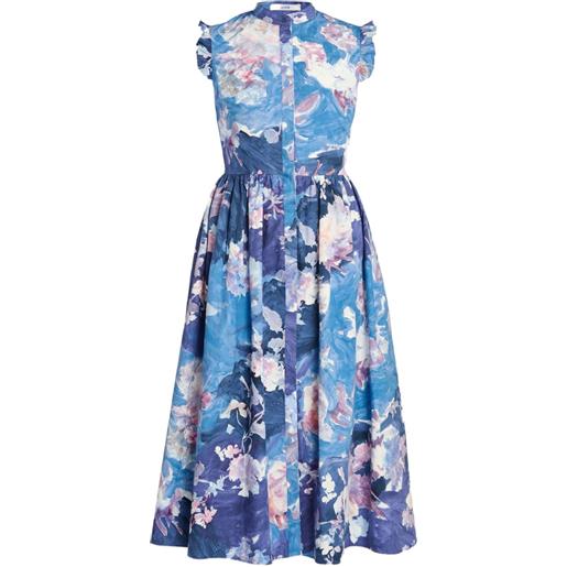 ERDEM abito a fiori con ruches - blu