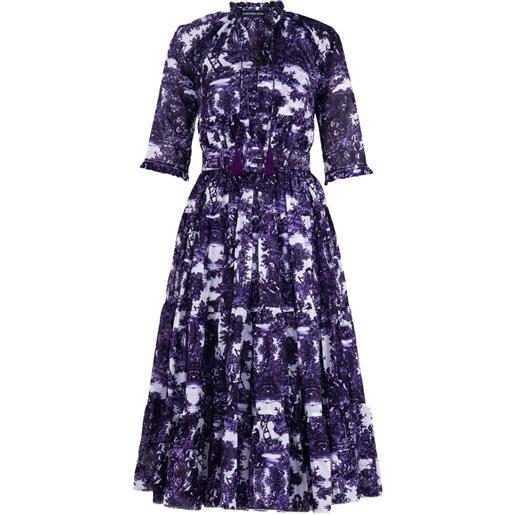 Samantha Sung abito midi eden con balze - viola