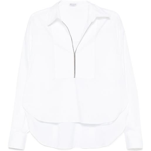 Brunello Cucinelli blusa con scollo a v - bianco