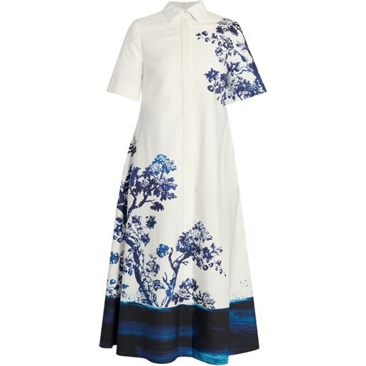 ERDEM abito midi floreale a maniche corte - bianco