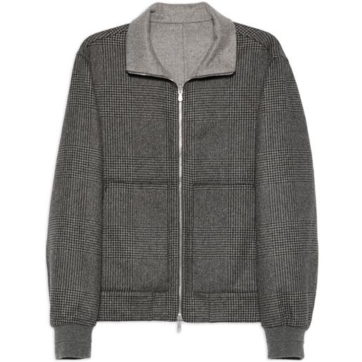Brunello Cucinelli bomber a quadri con zip - grigio