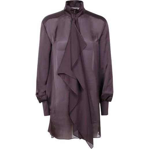 sacai blusa con ruches - marrone