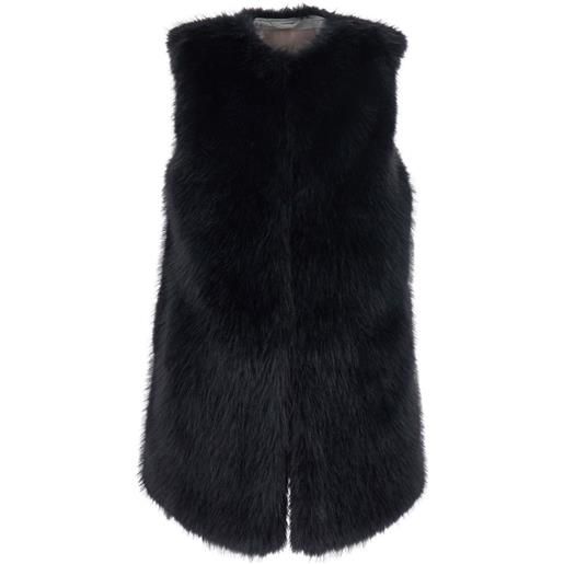 Herno gilet smanicato in pelliccia sintetica - nero