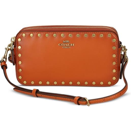 Coach borsa a tracolla con borchie - marrone