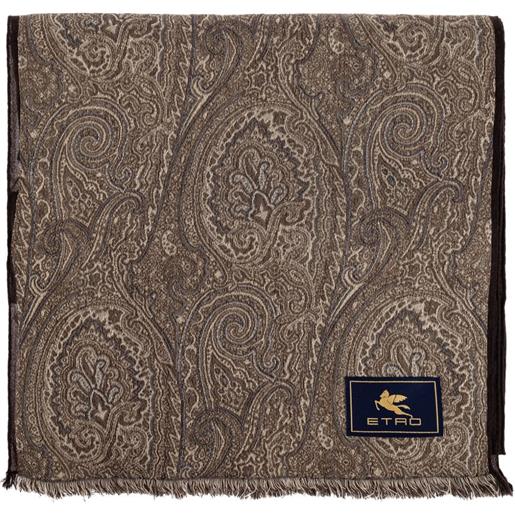 ETRO sciarpa con frange e motivo paisley - marrone