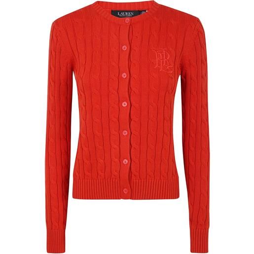Lauren Ralph Lauren cardigan in maglia a trecce - rosso