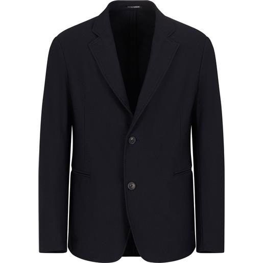 Emporio Armani blazer monopetto con motivo 3d - blu