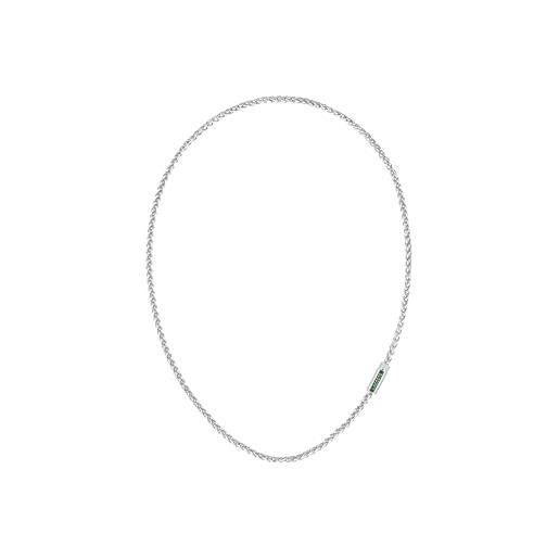 Lacoste collana a catena da uomo collezione spelt in acciaio inossidabile con un charm - 2040340, collana, argento, 