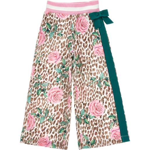 Monnalisa pantaloni wide stampa rose