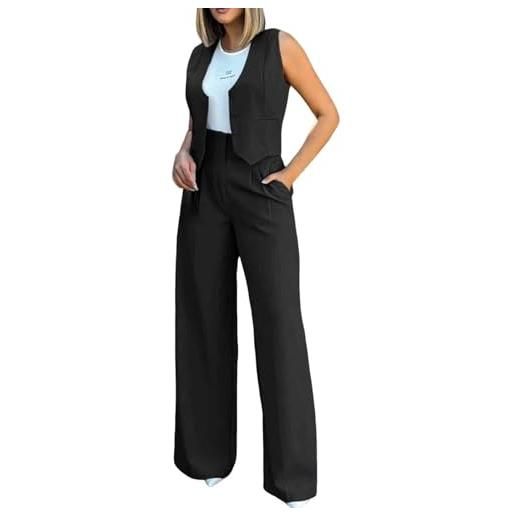 Kobilee tailleur donna eleganti cerimonia pantalone giacche due pezzi ufficio e lavoro completo donna casual estivi blazer gilet senza maniche tuta elastici in vita set di abiti in tinta unita