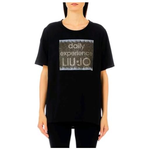 Liu Jo t shirt donna Liu Jo con logo e strass nero e25lj33 tf4020 js923 n9585 l