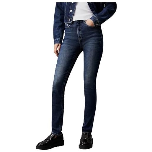 Calvin Klein jeans jeans donna high rise skinny fit, blu (denim dark), 25w/30l