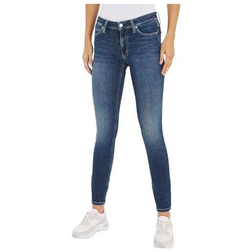 Calvin Klein jeans jeans donna mid rise skinny fit, blu (denim dark), 27w/34l
