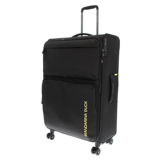 Mandarina Duck zephyr trolley large exp, nero, 47 cm (l) x 27.5 cm (w) x 78 cm (h), trolley grande espandibile in tessuto morbido ad effetto 3d