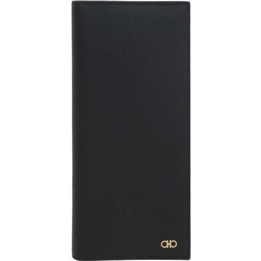 Ferragamo portafoglio con placca gancini - nero