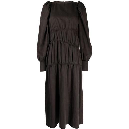 Goen.J abito midi con maniche a palloncino - marrone
