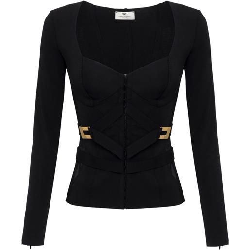 Elisabetta Franchi t-shirt con dettaglio corsetto - nero