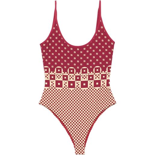 FENDI costume da bagno con stampa geometrica - rosso