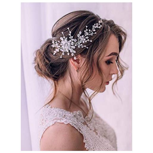 Edary sposa di cristallo dei capelli vite di cerimonia nuziale d'argento fascia pearl wedding accessori per capelli copricapo da sposa per donne e ragazze