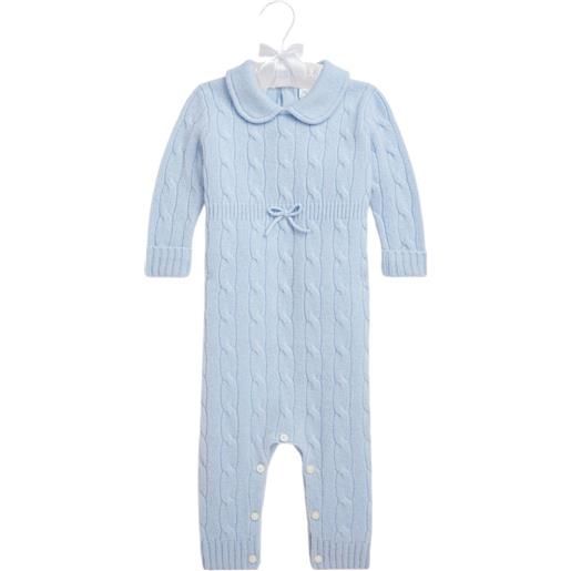 POLO RALPH LAUREN KIDS tutina intrecciata in cashmere - blu