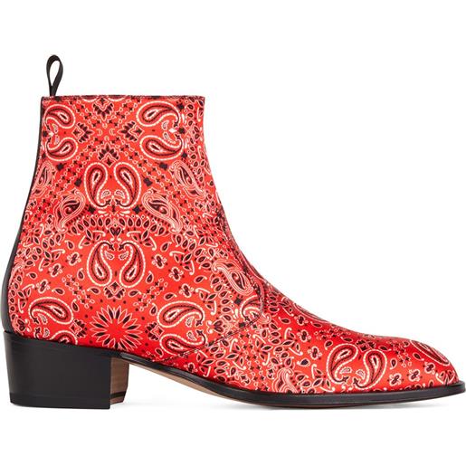Giuseppe Zanotti stivaletti con stampa paisley - rosso