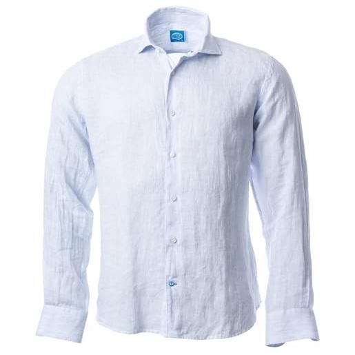 Panareha camicia da uomo in lino a righe phuket blu (m)