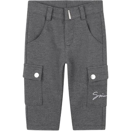 Givenchy Kids pantaloni cargo con logo ricamato - grigio