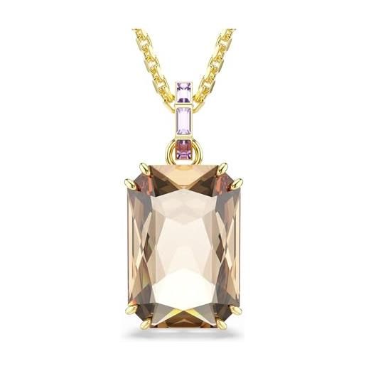 Swarovski pendente millenia, taglio ottagonale, caramello, placcato color oro